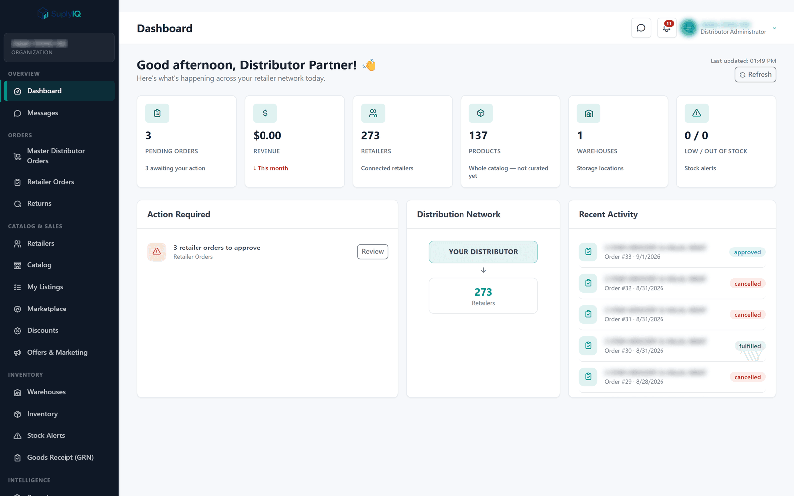 Distributor app screenshot
